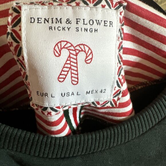 Denim & Flower Men Ricky Singh Merry Christmas Bear Long Sleeve Sweatshirt Large - Picture 3 of 8